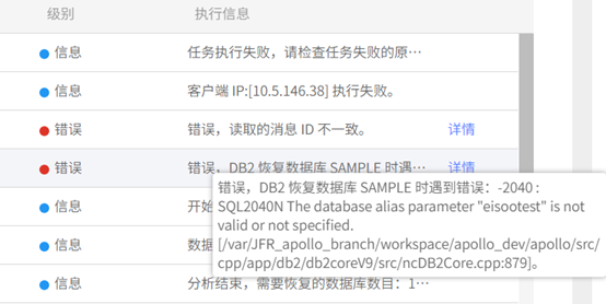 AnyBackup-DB2 数据库恢复失败，提示错误信息：SQL2040N