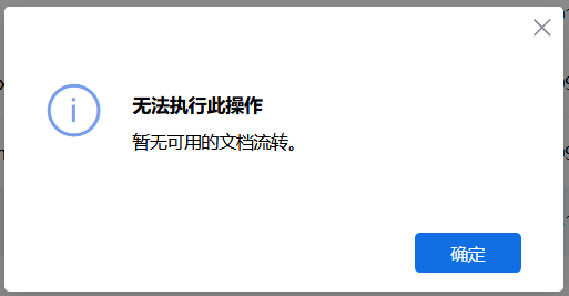 AnyShare-AnyShare 7.0 发起文档流转提示：“无法执行此操作，暂无可用的文档流转。”