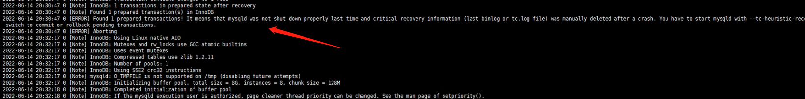 AnyShare -  AnyShare 7.0 proton-mariadb pod 状态异常，数据库日志提示：Found 1 prepared transa